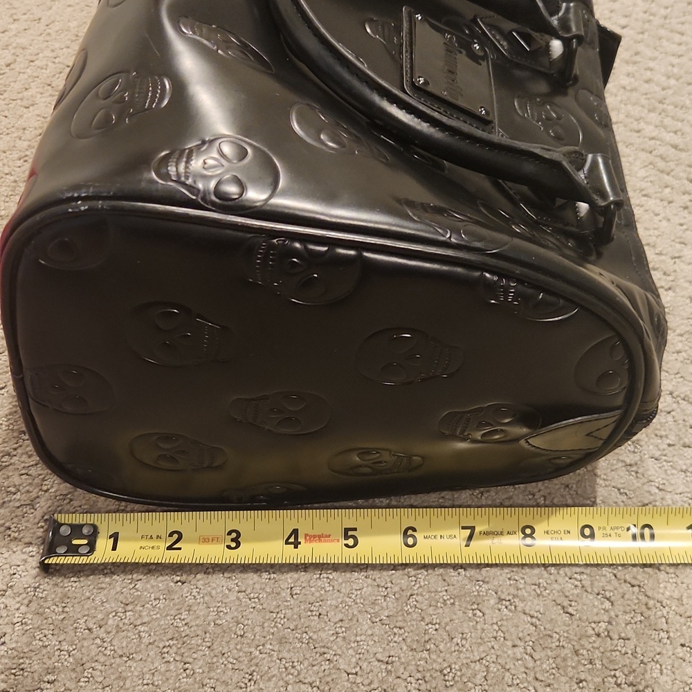 Loungefly Skull-Embossed Black Vinyl Satchel Bag. Large - Picture 11 of 14